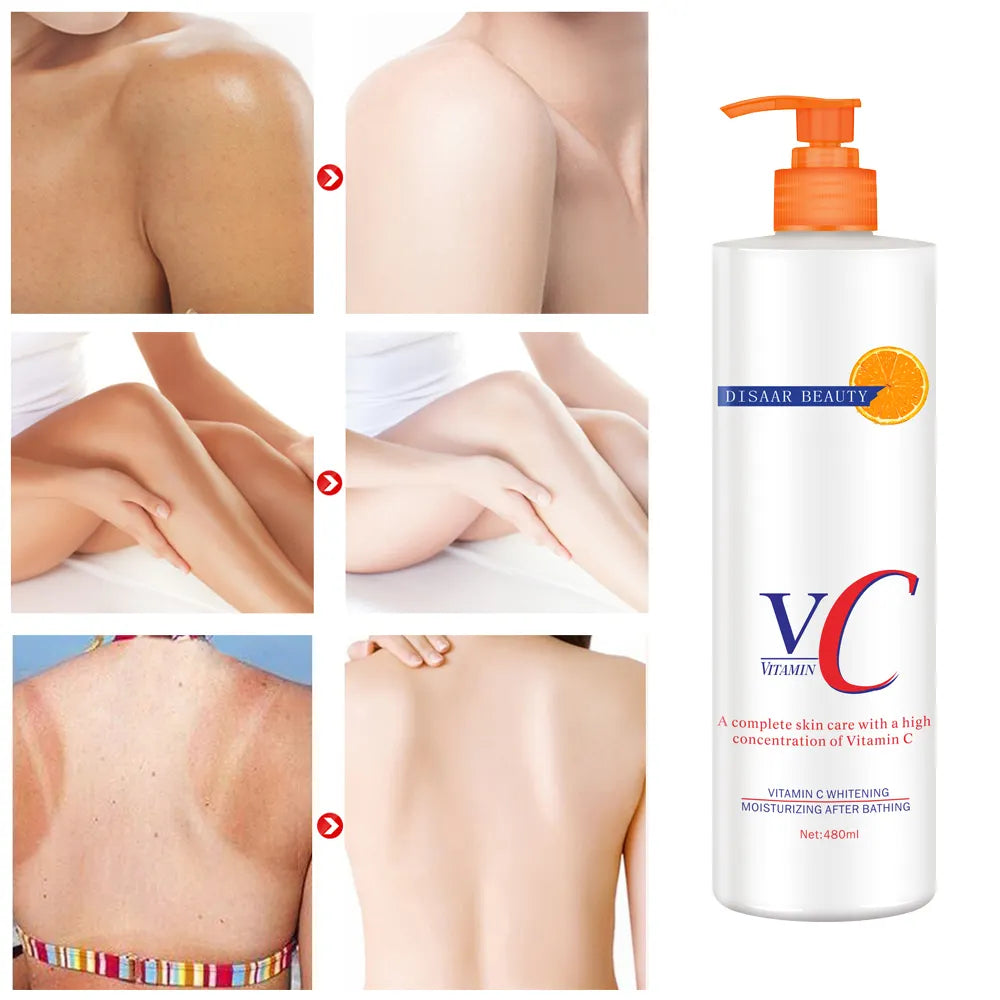 Disaar 100% crème corporelle blanchissante biologique vitamine c forte blanchissant la peau blanchissante lotion corporelle pour peau foncée