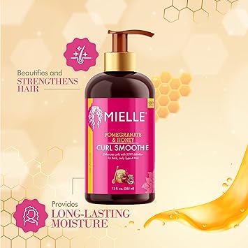 Mielle Smoothie à la grenade & miel, crème hydratante pour cheveux bouclés épais de type 4