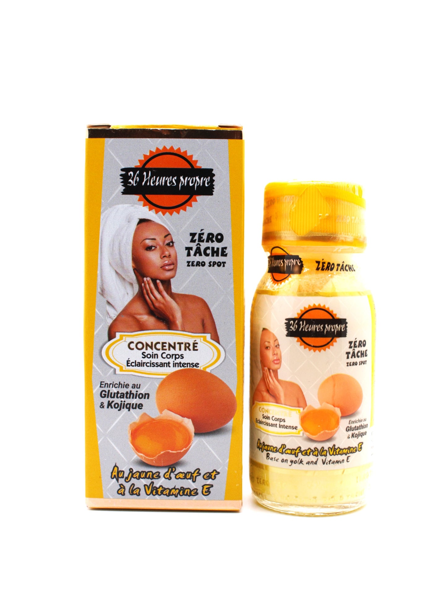 Sérum Concentré Soin Corps Eclaircissant Intense aux Extraits de Carotte et à la Vitamine E Enrichie au Glutathion 1 Kojique Zéro Tâche 60ml