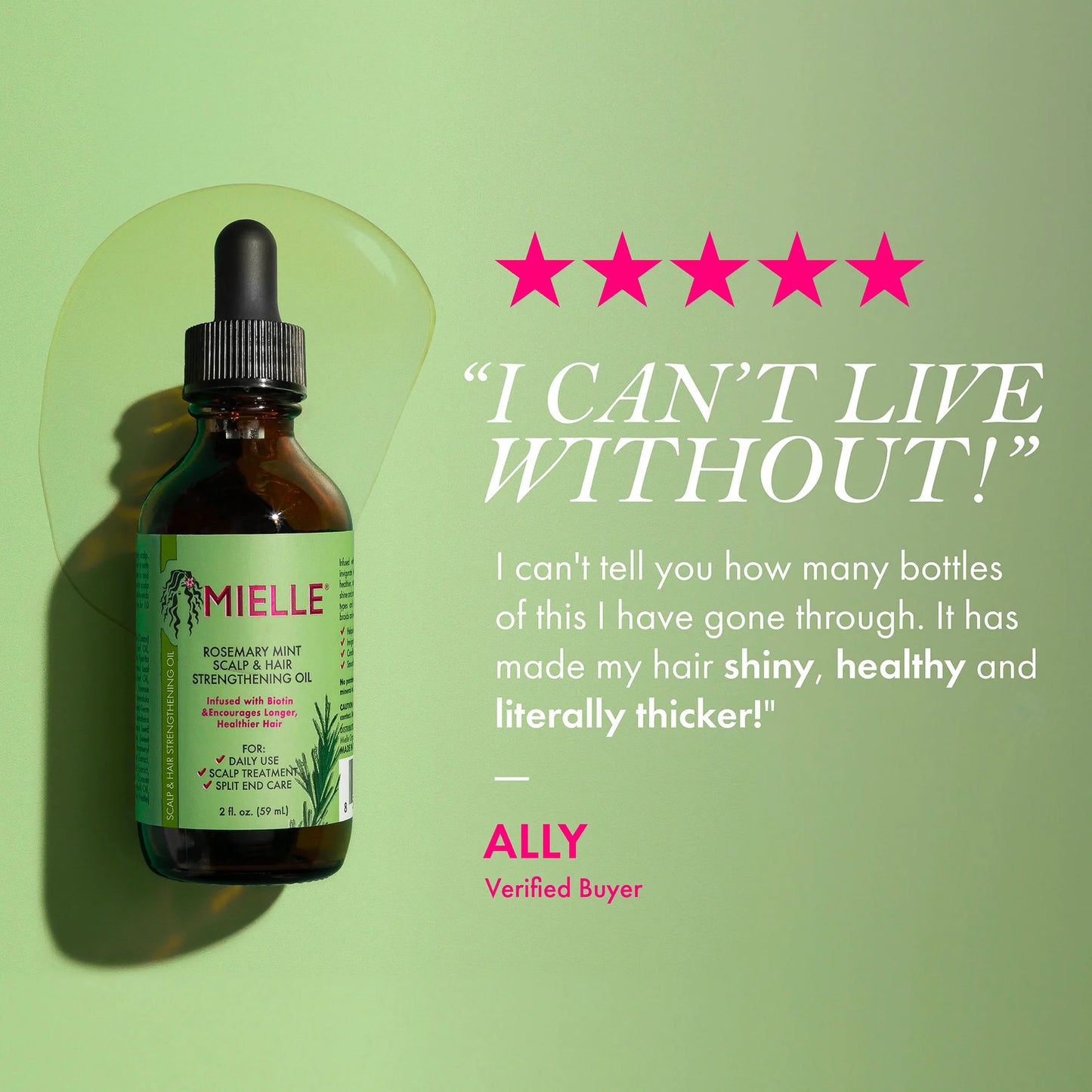 Mielle Sérum de romarin & menthe 100 % biologique pour la croissance des cheveux, renforce les cheveux, nourrir le cuir chevelu