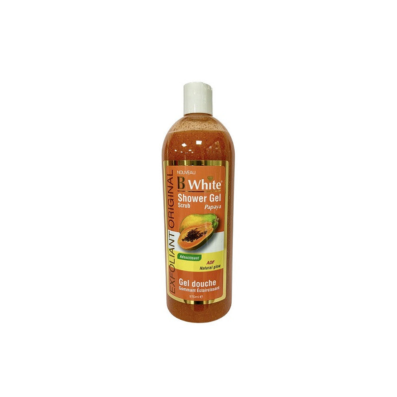 B WHITE Gel Douche exfoliant éclaircissant papaye