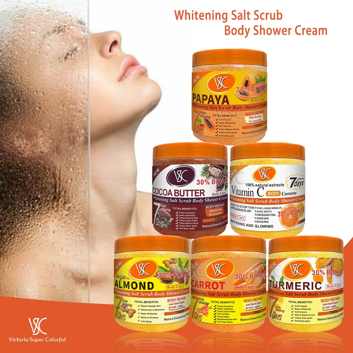 Tumeric Gommage corporel au curcuma , exfoliant, nettoyant pour corps et visage, anti taches brunes- Vente de gros possible