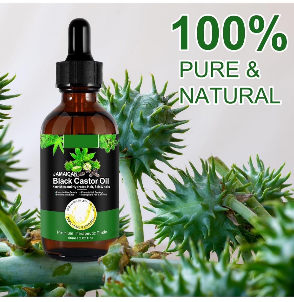 Sérum - Huile de ricin noire jamaïcaine 100 % naturelle pour cheveux