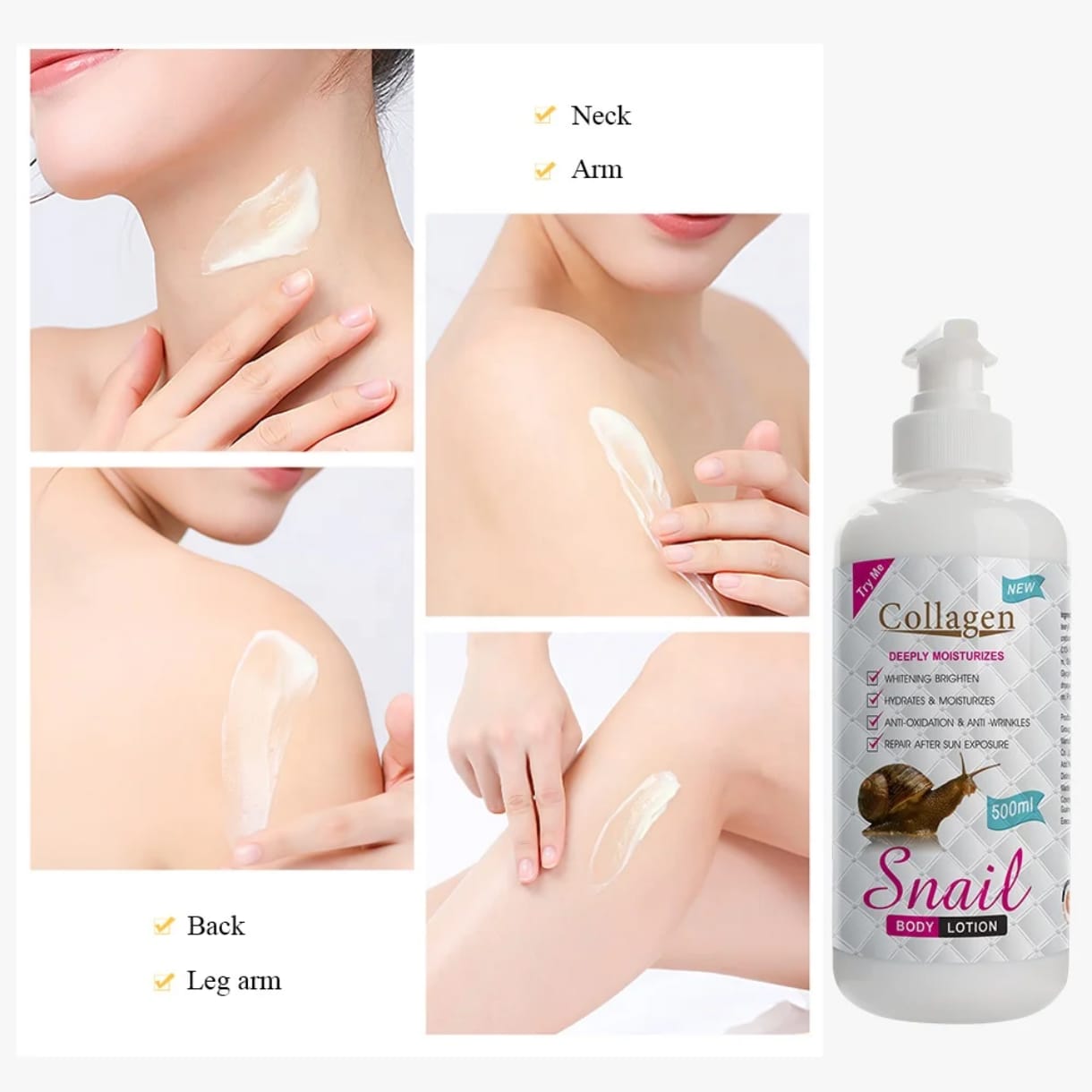 Collagène Lotion pour le corps profondément hydratante /b'd'escargot -500ML