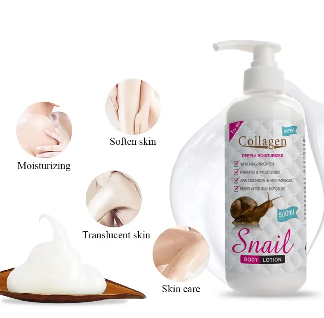 Collagène Lotion pour le corps profondément hydratante /b'd'escargot -500ML