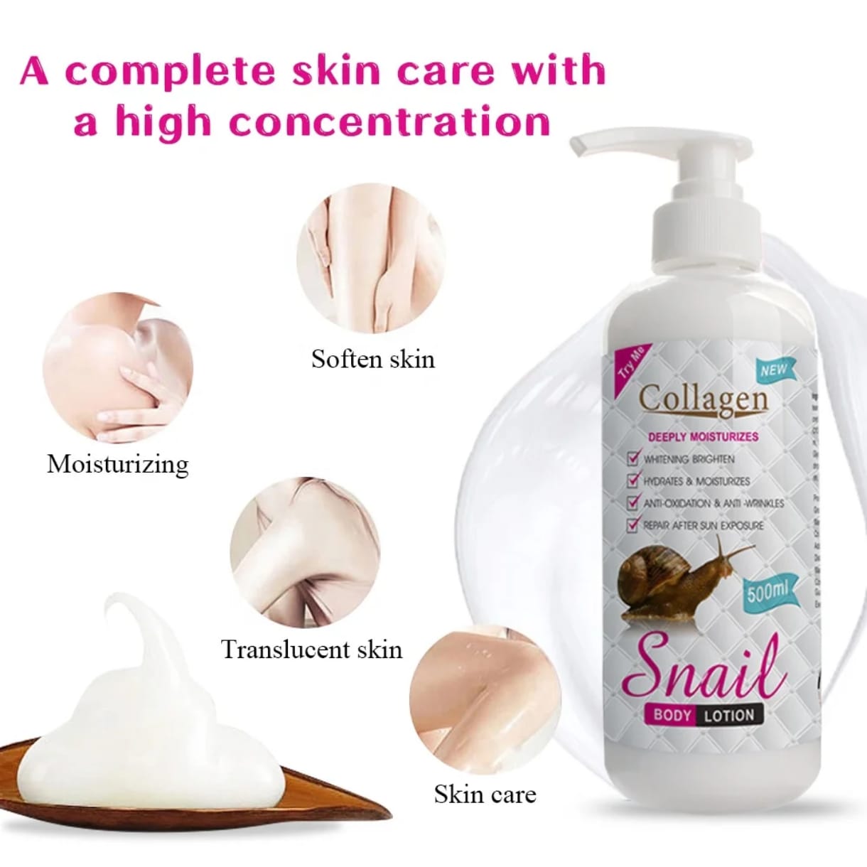 Collagène Lotion pour le corps profondément hydratante /b'd'escargot -500ML