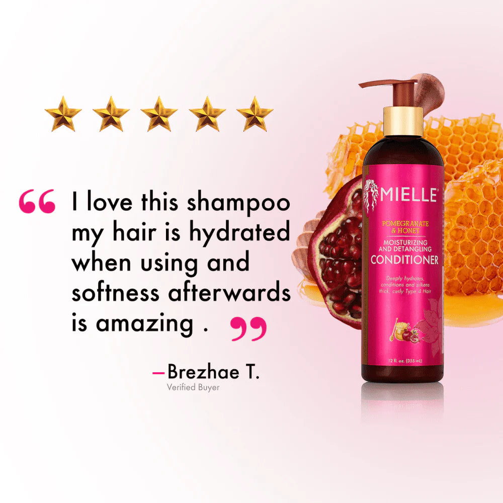 Mielle Grenade & miel Démêlant Après-shampooing, Hydratant Pour Cheveux Secs, Endommagés, Traitement Pour Cheveux Épais bouclé Type 4 Cheveux