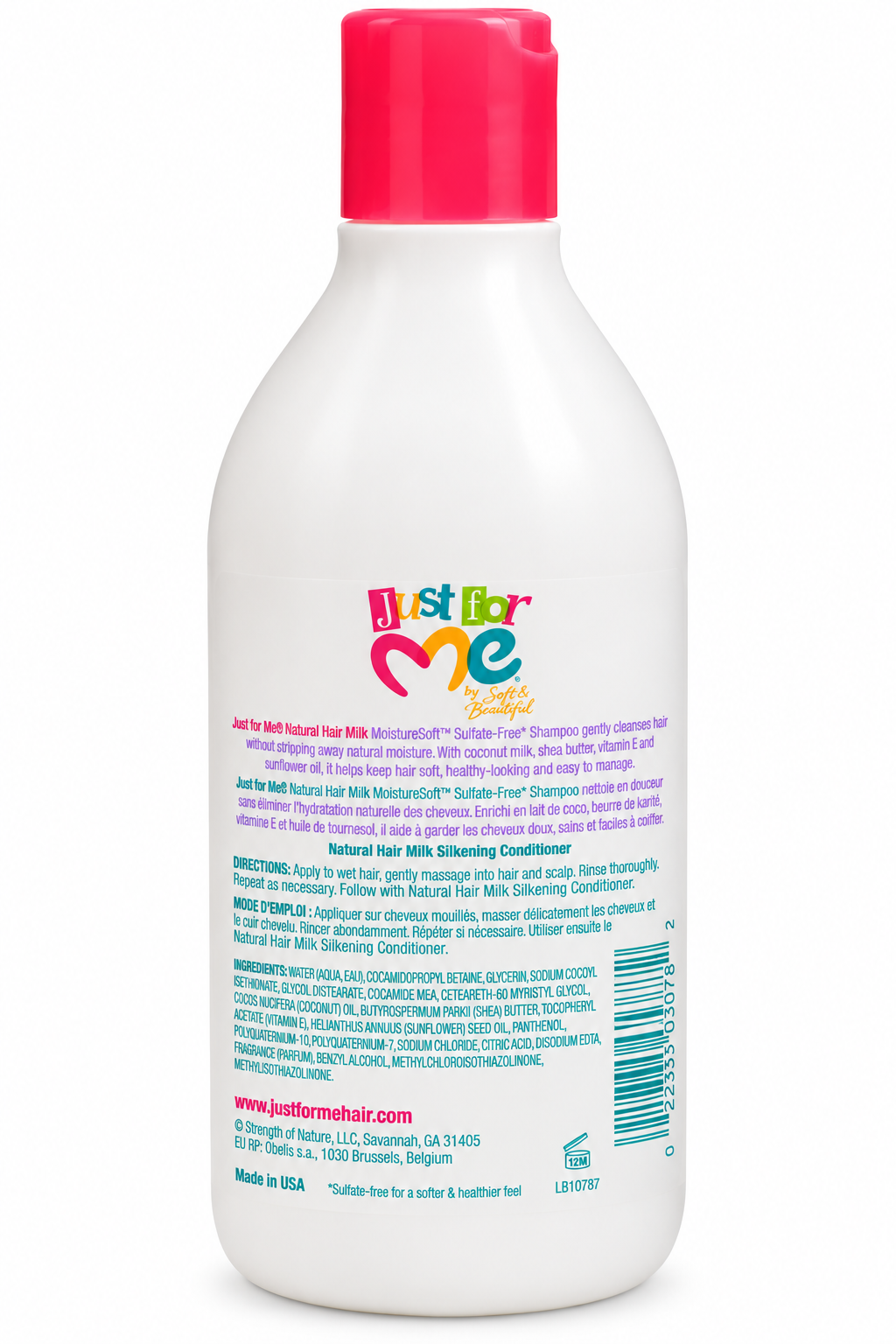 Just For Me Natural Hair Milk MoistureSoft Shampoo 295 ml – Shampoing Sans Sulfates au Lait de Coco, Beurre de Karité et Vitamine E