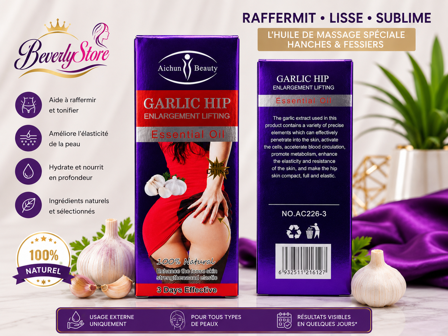 Garlic Hip Essential Oil – Huile de Massage Raffermissante