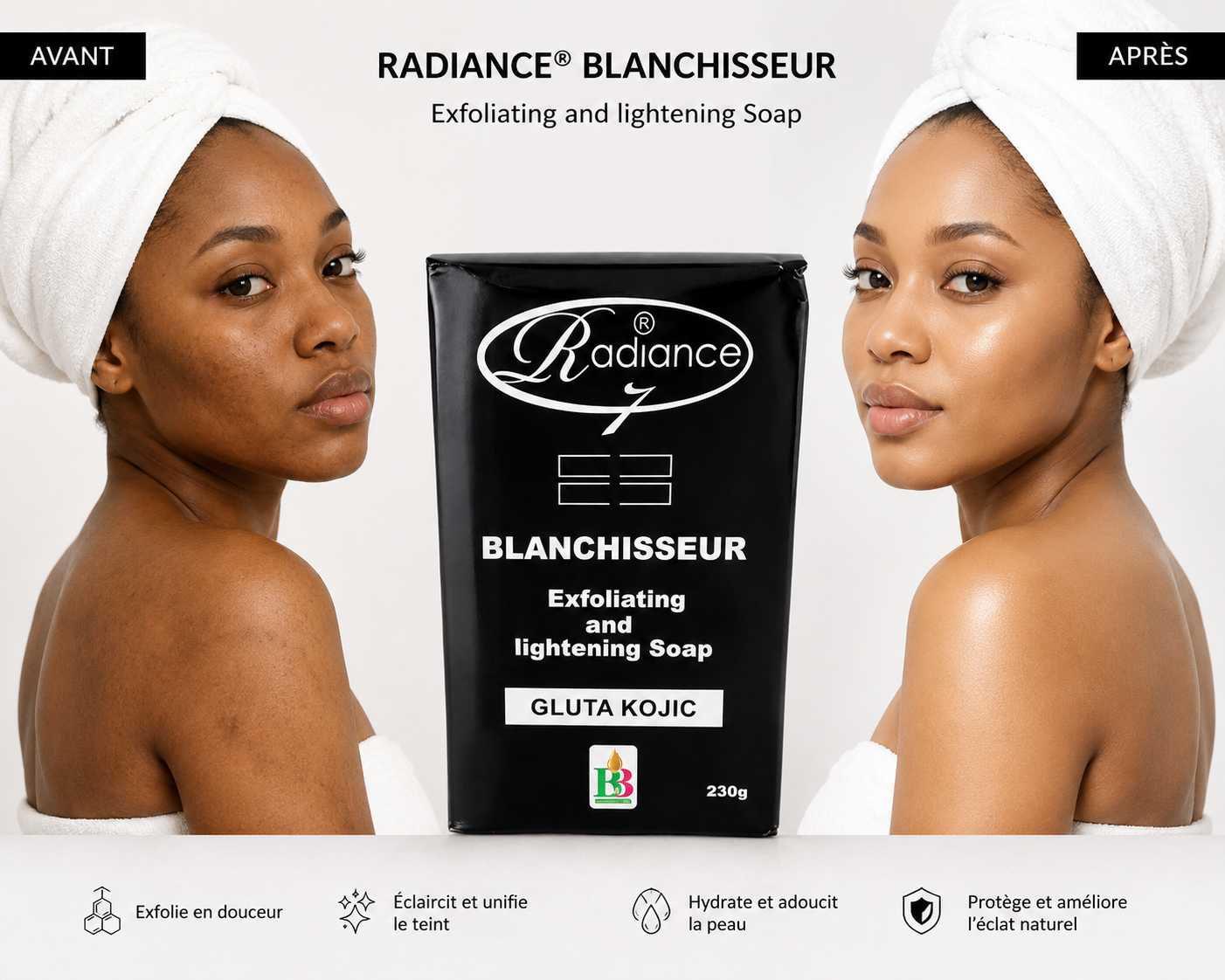 RADIANCE SAVON ACID KOJIC GOMMANT BLANCHISSEUR ET EXFOLIANT 230 g