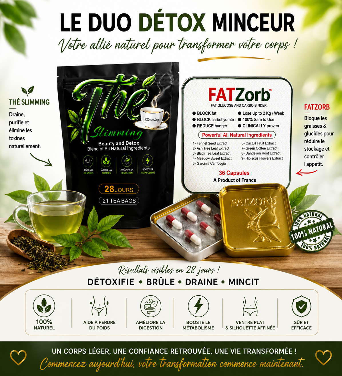 Slimming Tea & FATZORB® Duo puissant -Conseil Beverlystore