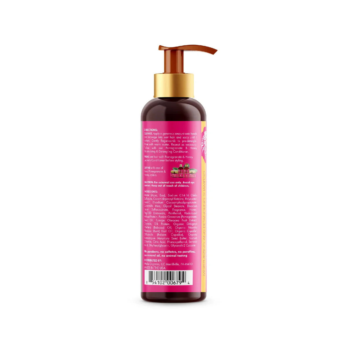 Mielle Shampooing grenade & miel hydratant et démêlant, nettoyant hydratant pour boucles pour cheveux secs et endommagés de type 4, réparez, restaurez et prévenez les frisottis