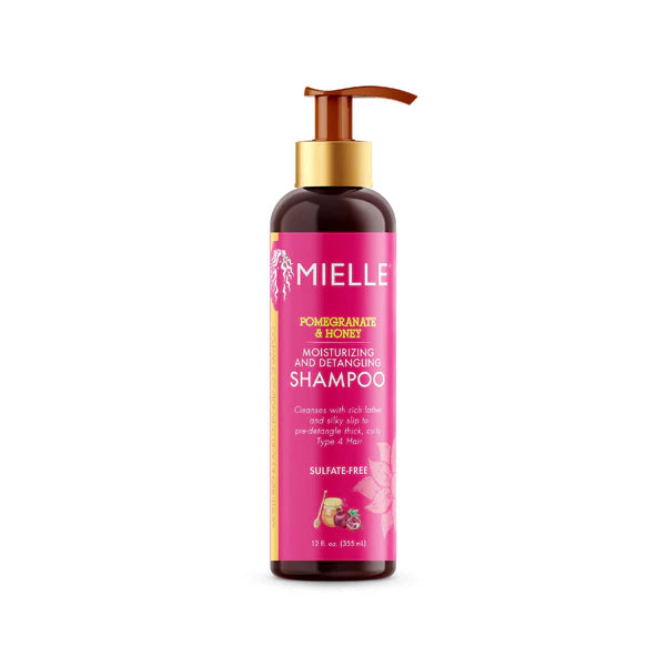 Mielle Shampooing grenade & miel hydratant et démêlant, nettoyant hydratant pour boucles pour cheveux secs et endommagés de type 4, réparez, restaurez et prévenez les frisottis