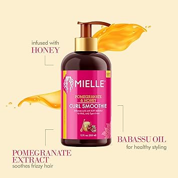 Mielle Smoothie à la grenade & miel, crème hydratante pour cheveux bouclés épais de type 4