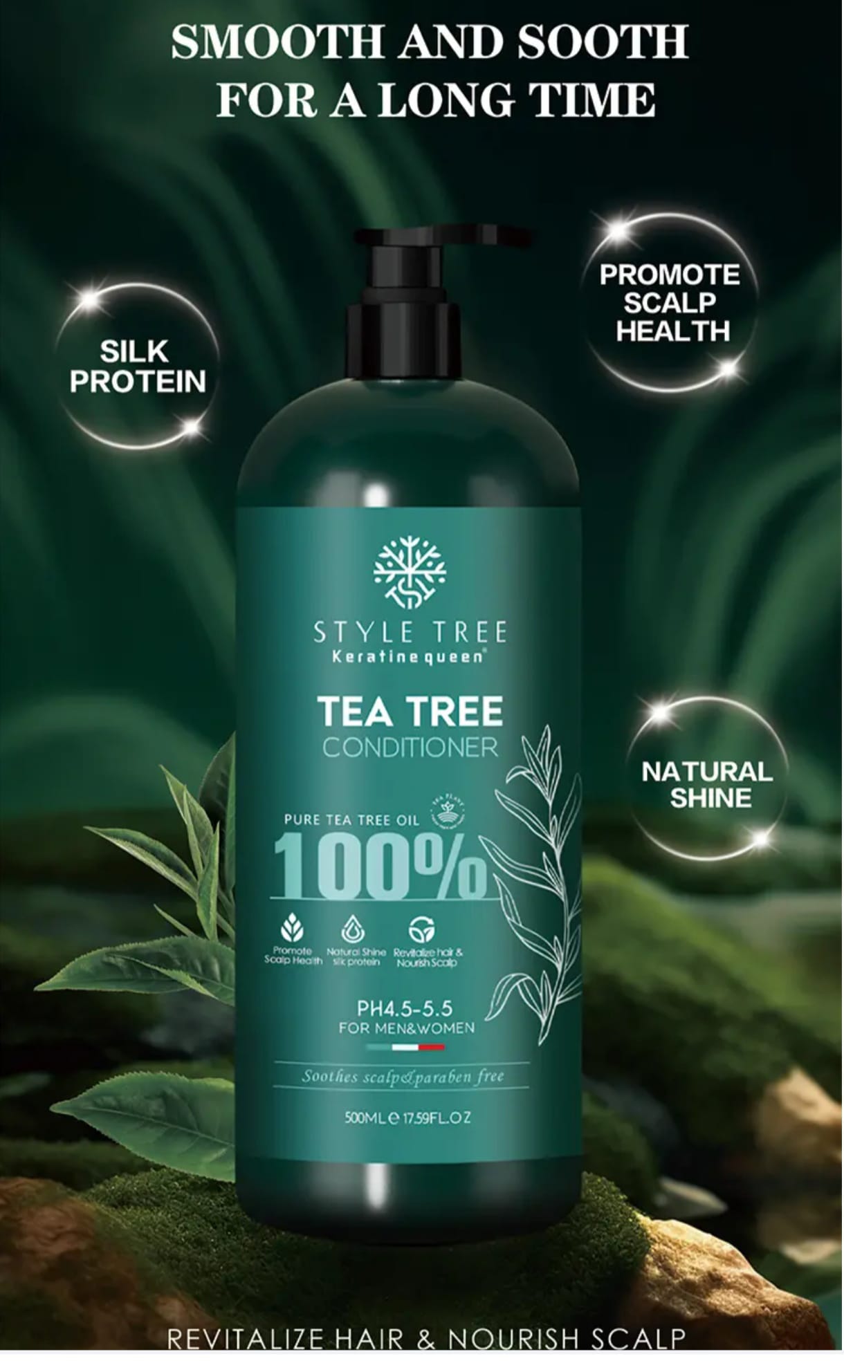 Tea tree - Conditionneur hair Anti casse à l’huile de tea tree pur
Hydrate la chevelure
aider contre les pellicules et démangeaisons,
réparer et limiter la casse chute,
pH annoncé : 5.5–6.5,