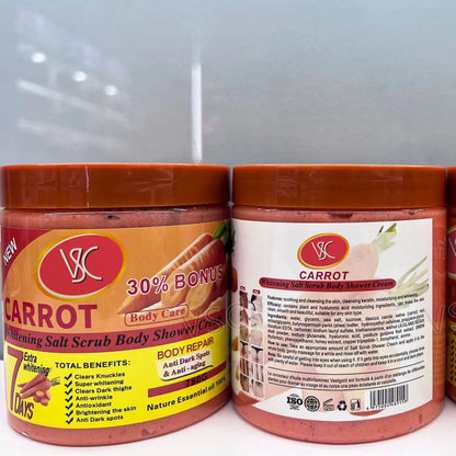 Gommage corporel exfoliant au sel et à la carotte
