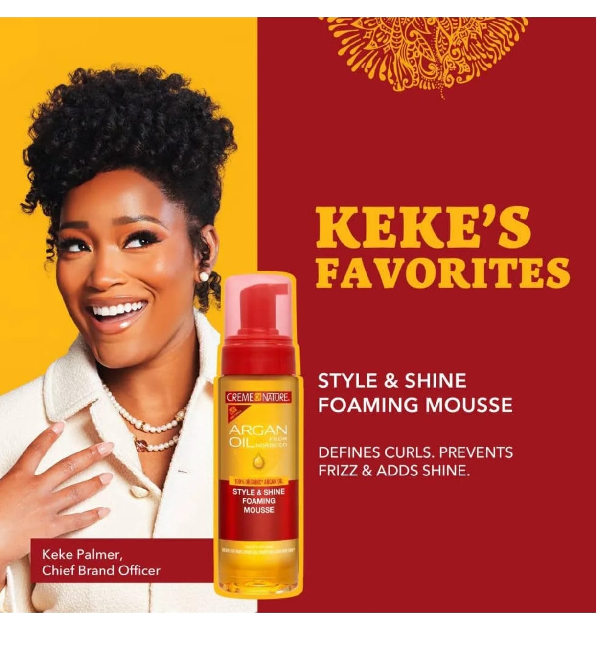 Mousse coiffante à l'huile d'argan