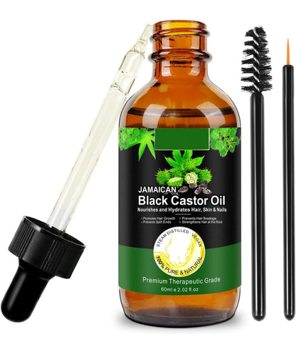 Sérum - Huile de ricin noire jamaïcaine 100 % naturelle pour cheveux