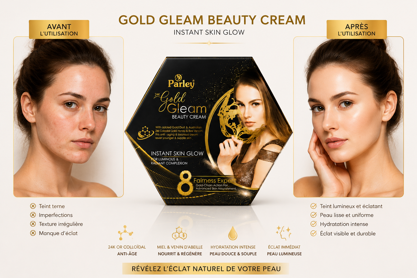 Parley de crème de beauté Gold Gleam 24K 50 g