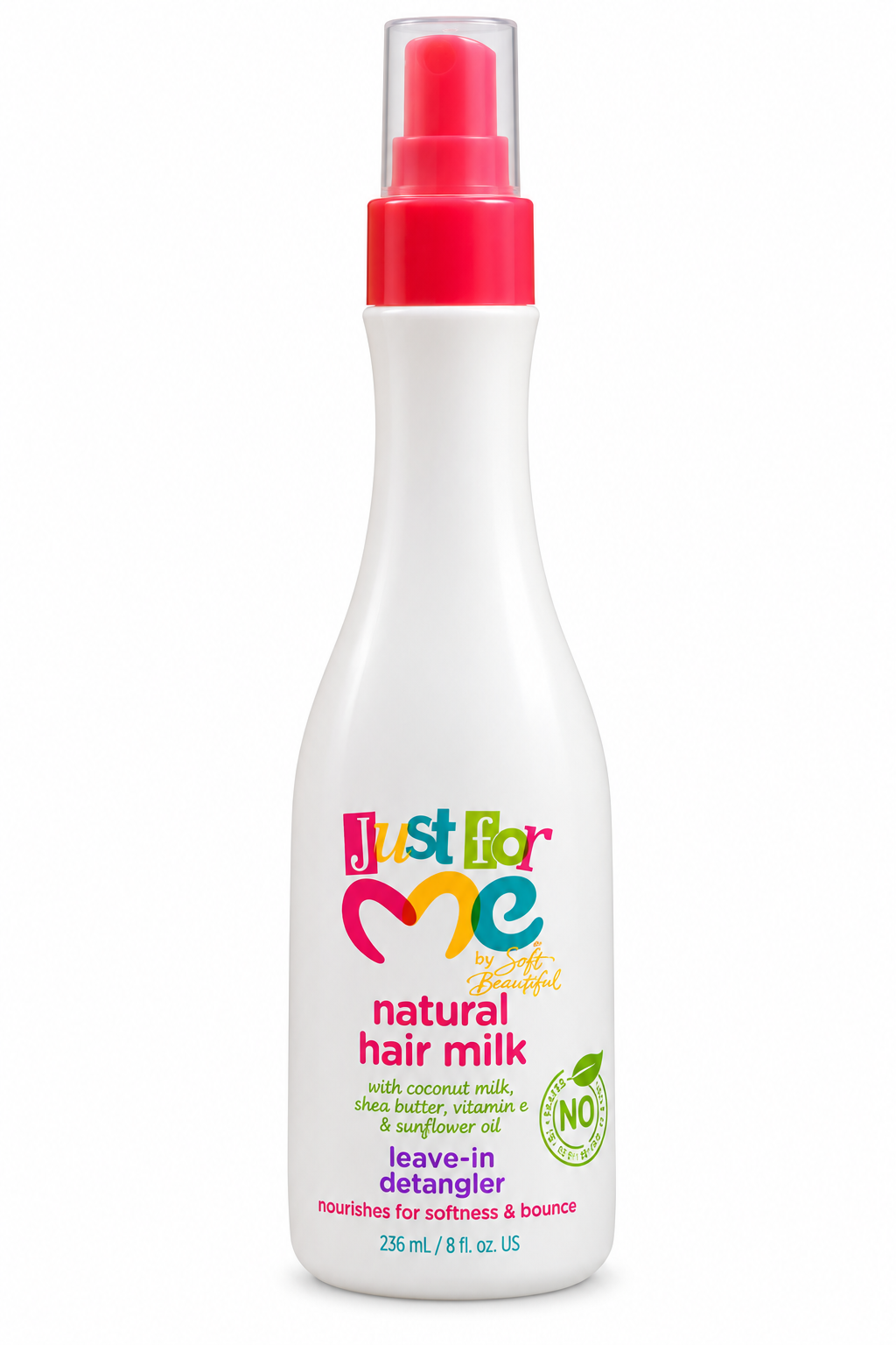 Just For Me Natural Hair Milk Leave-In Detangler 236 ml – Spray Démêlant Sans Rinçage au Lait de Coco, Beurre de Karité et Vitamine E