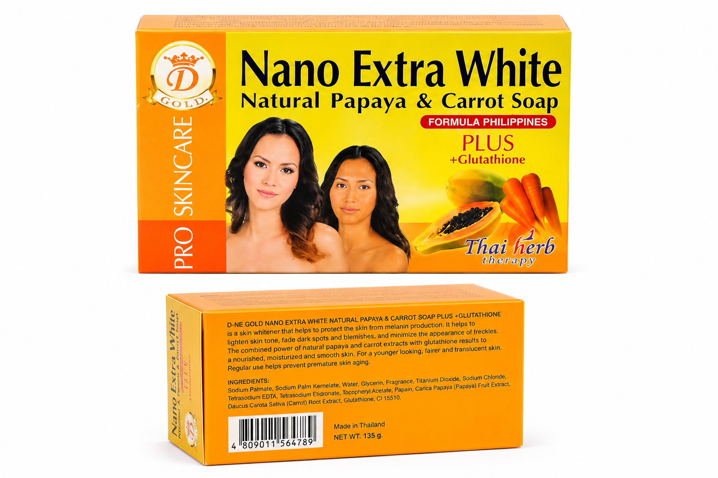 Nano Extra White Papaya & Carrot Soap Plus Glutathione