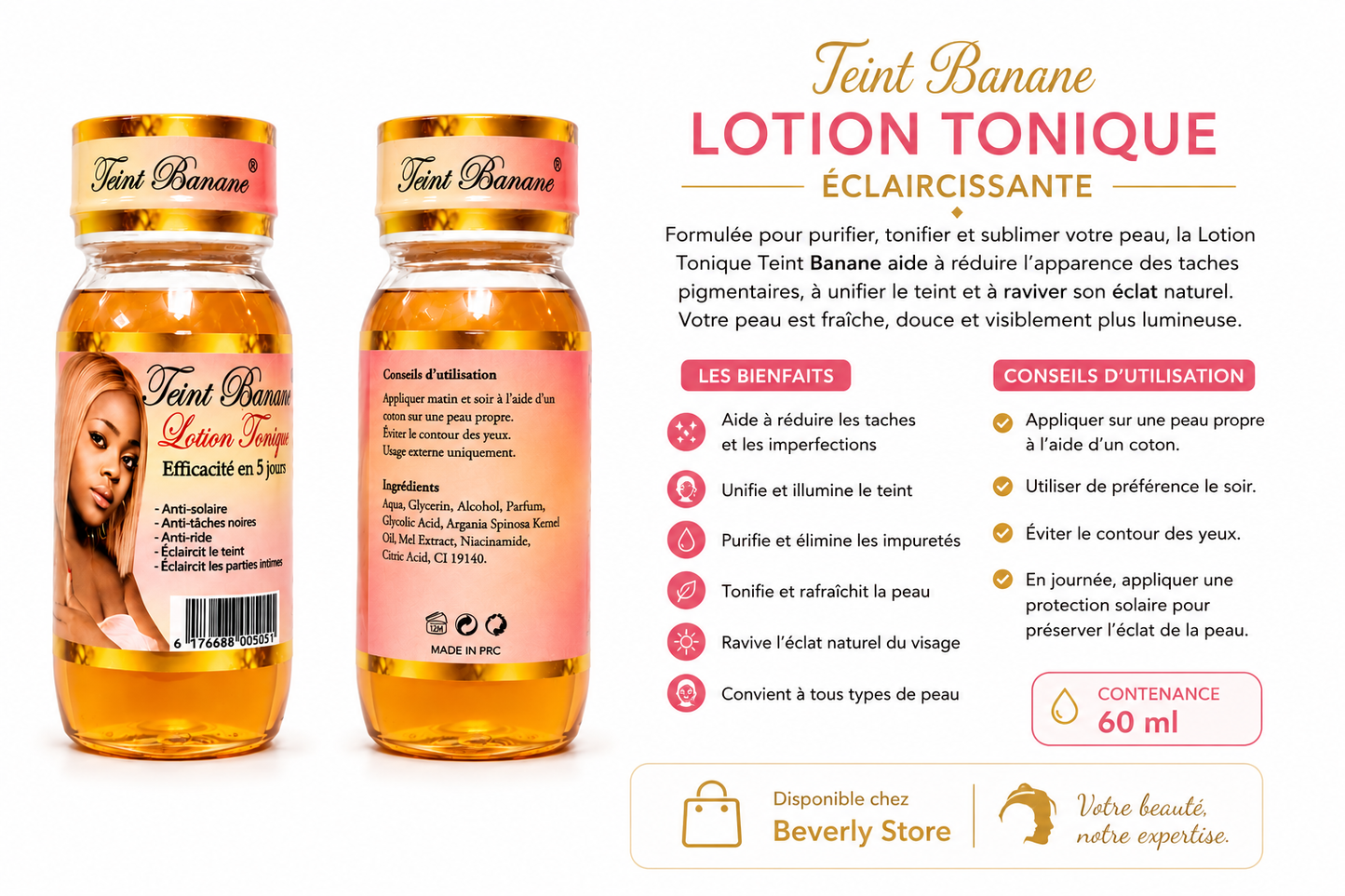 Teint Banane – Lotion Tonique Éclaircissante