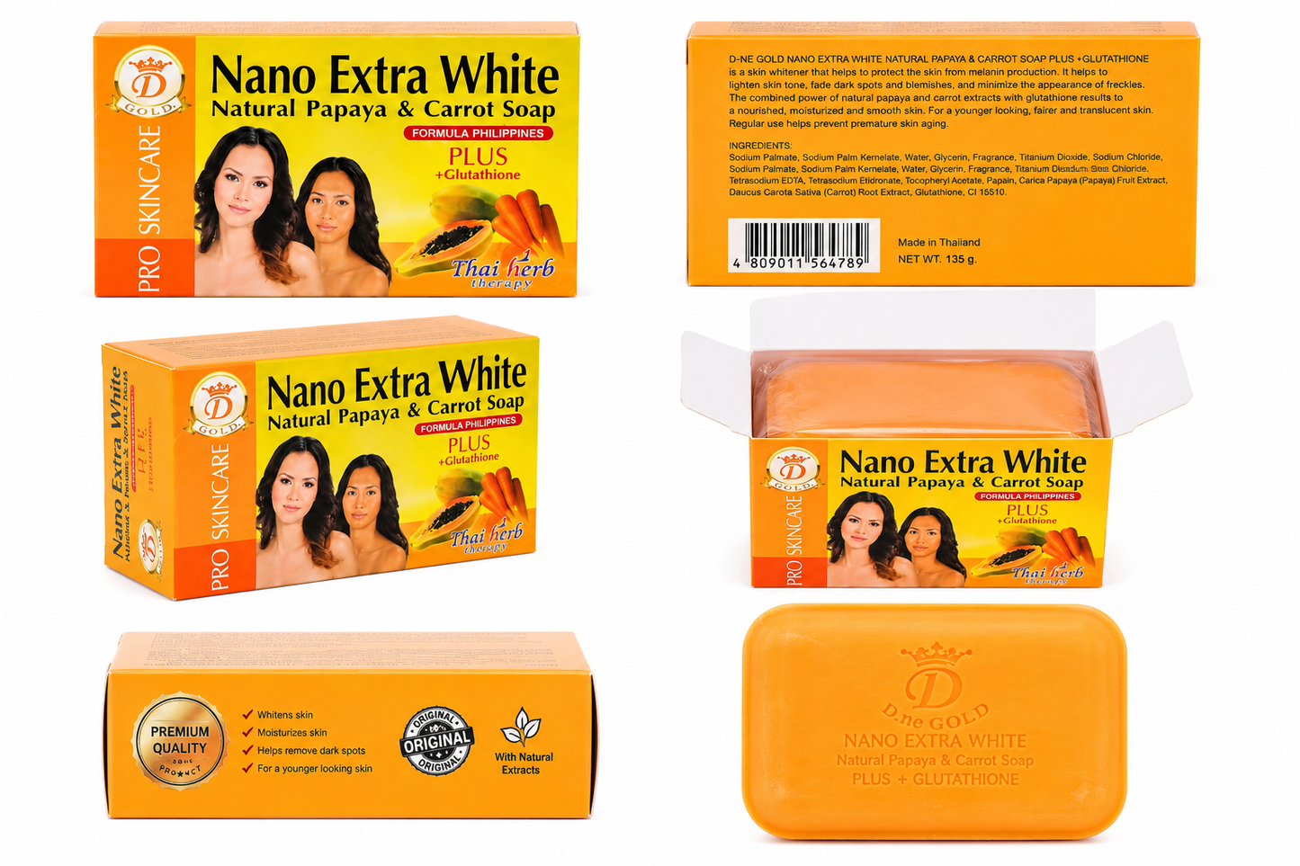Nano Extra White Papaya & Carrot Soap Plus Glutathione