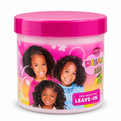 African Pride Dream Kids Olive Miracle Leave-In Conditioner – Après-Shampoing Sans Rinçage Démêlant et Hydratant pour Enfants