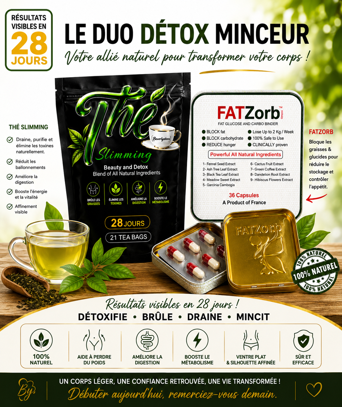Slimming Tea & FATZORB® Duo puissant -Conseil Beverlystore