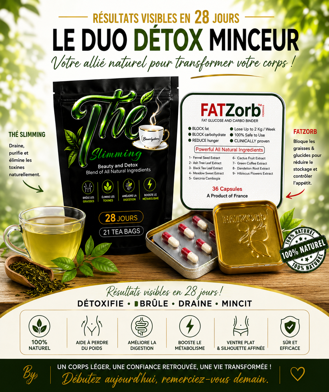 Slimming Tea & FATZORB® Duo puissant -Conseil Beverlystore