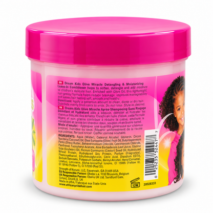 African Pride Dream Kids Olive Miracle Leave-In Conditioner – Après-Shampoing Sans Rinçage Démêlant et Hydratant pour Enfants