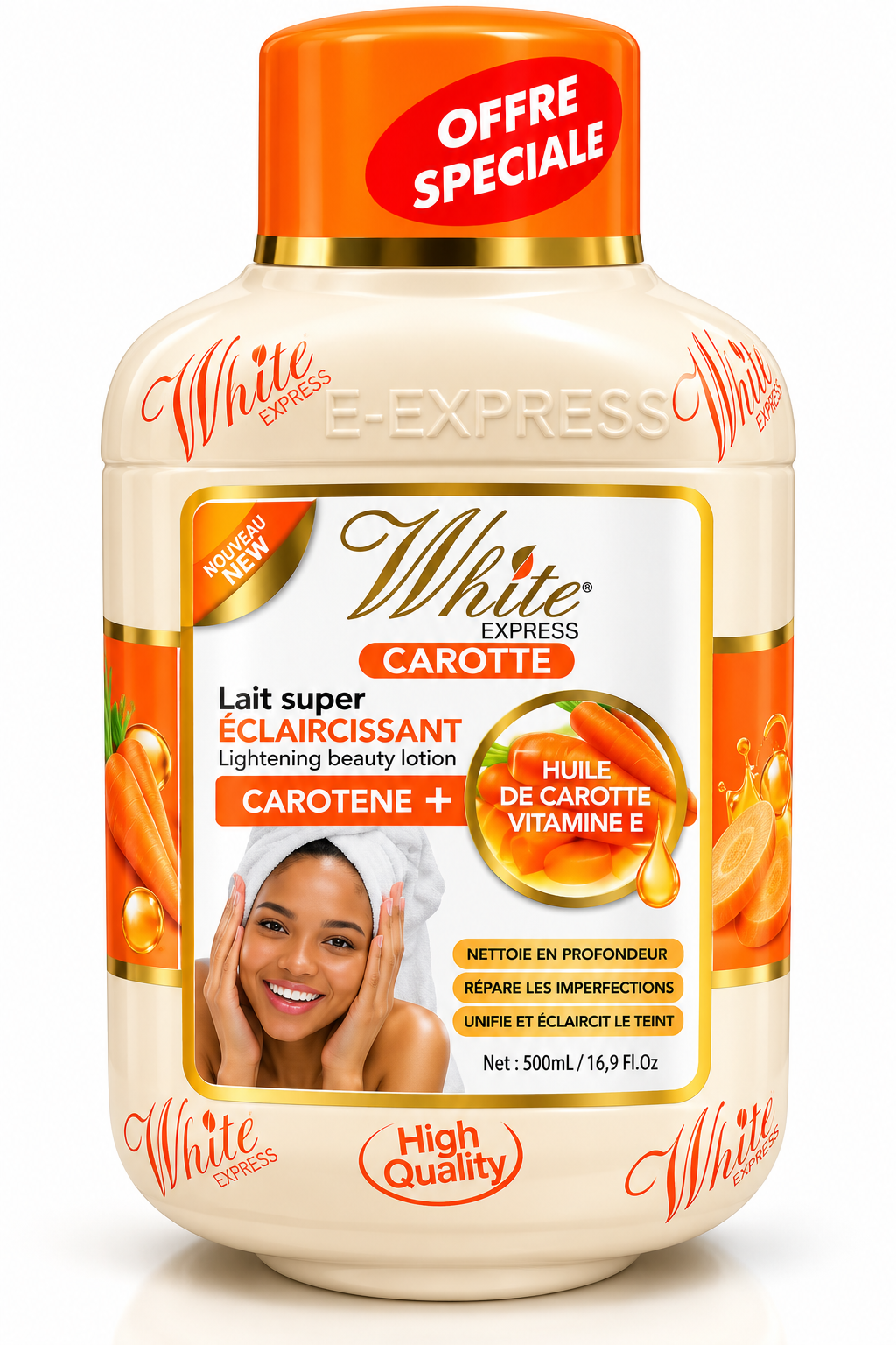 White Express Carotène+ – Lait Super Éclaircissant Corps | 500 ml