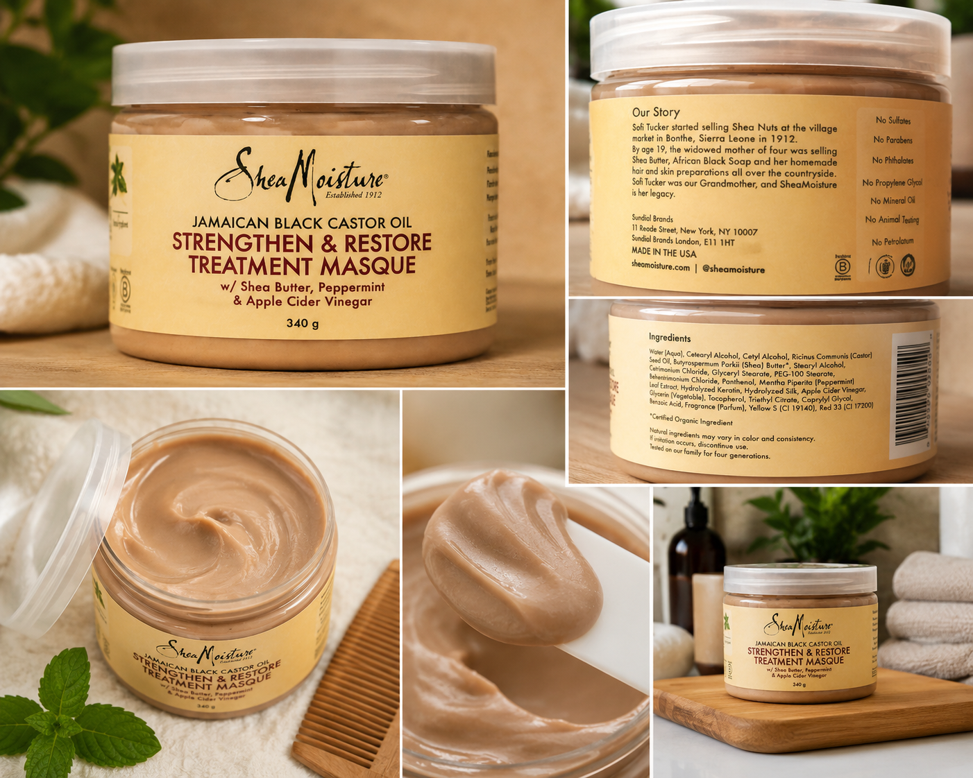 Shea Moisture Masque Stimulant & Réparateur Intense à L'huile de Ricin Noir de Jamaïque