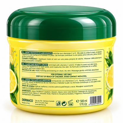 Lemon Clear – Crème Traitante Éclaircissante aux Vitamines C & E | 500 ml