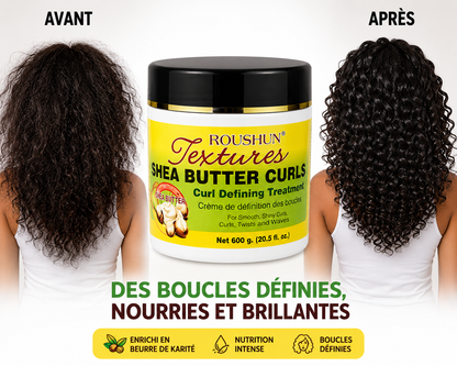 Roushun Textures Shea Butter Curls – Crème Définition des Boucles au Beurre de Karité 600 g