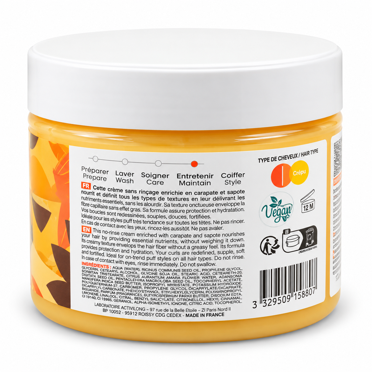 Activilong Actiforce Crème Soufflée 300 ml – Crème Sans Rinçage Nourrissante et Définissante pour Cheveux Bouclés, Frisés et Crépus