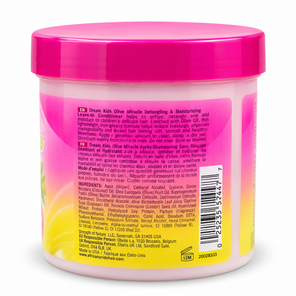 African Pride Dream Kids Olive Miracle Leave-In Conditioner – Après-Shampoing Sans Rinçage Démêlant et Hydratant pour Enfants