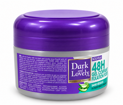 Dark and Lovely 48H Extra Hold Styling Gel 250 ml – Gel Coiffant Fixation Forte à l’Aloe Vera et aux Vitamines, Sans Résidus
