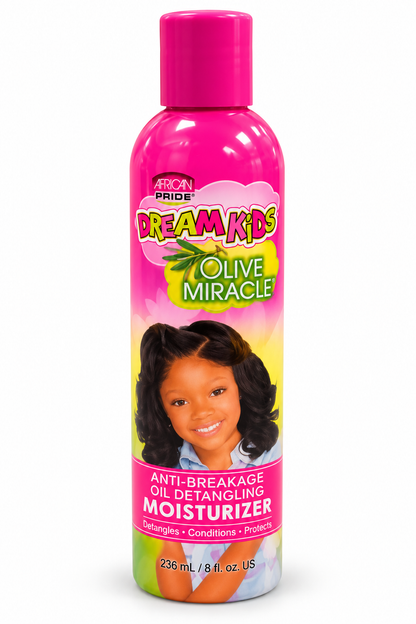 African Pride Dream Kids Olive Miracle Oil Detangling Moisturizer 236 ml – Soin Démêlant, Hydratant et Anti-Casse Sans Rinçage pour Cheveux Bouclés, Frisés et Crépus