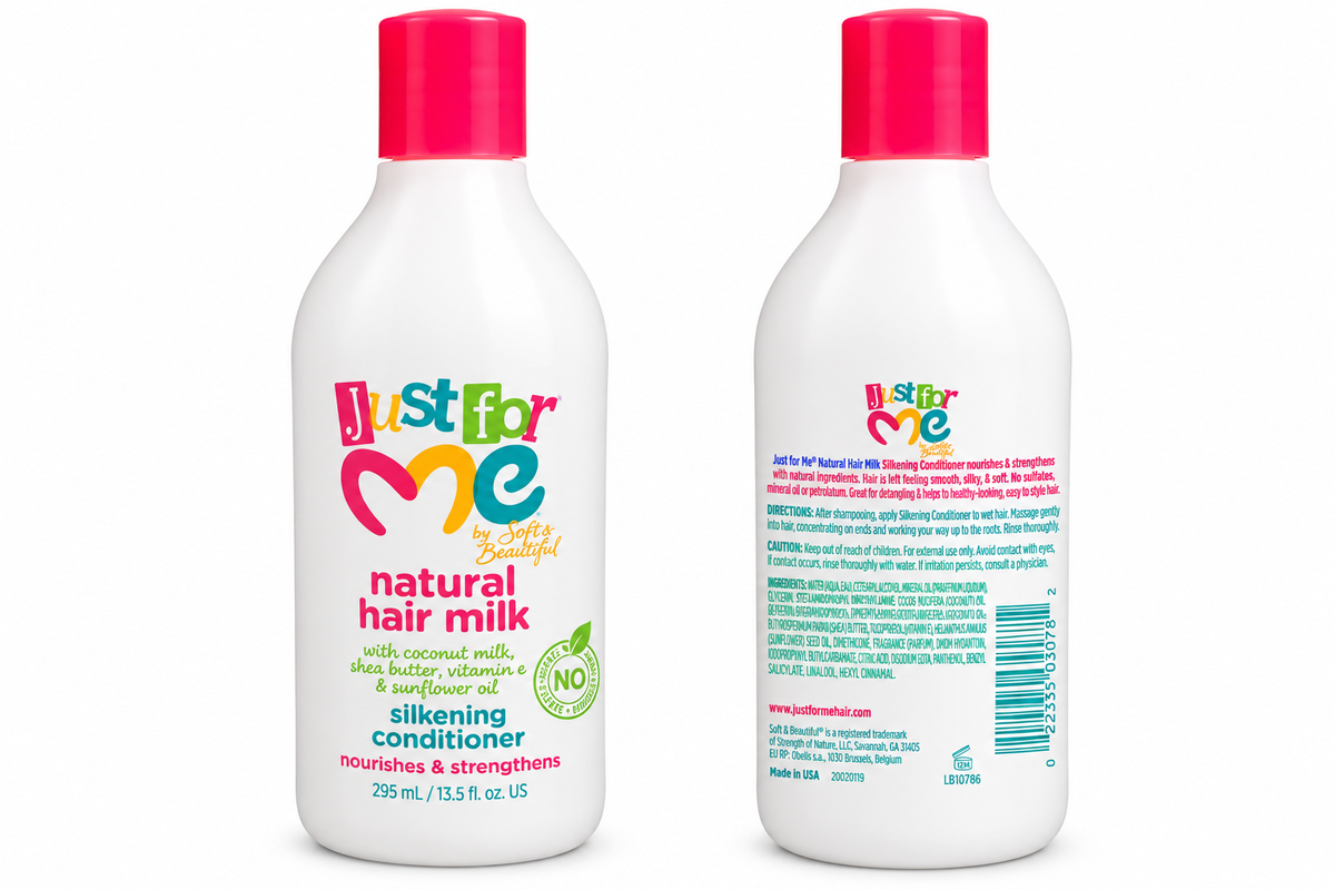 Just For Me Natural Hair Milk Silkening Conditioner 295 ml – Après-Shampoing Nourrissant et Fortifiant aux Ingrédients Naturels