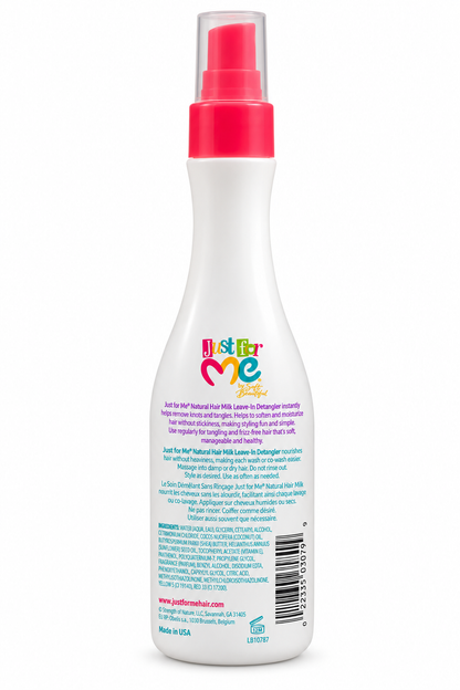 Just For Me Natural Hair Milk Leave-In Detangler 236 ml – Spray Démêlant Sans Rinçage au Lait de Coco, Beurre de Karité et Vitamine E