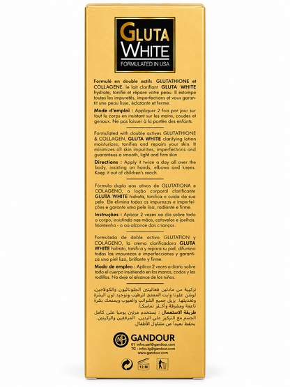 Gluta White – Lait Clarifiant Corps au Glutathion & Collagène | 500 ml