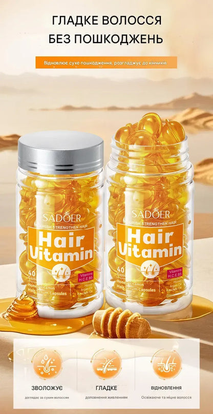 Capsules de vitamines Sadoer Nourish Strengthen Hair à l'extrait de miel (40 capsules) pour nourrir et hydrater les cheveux 250g